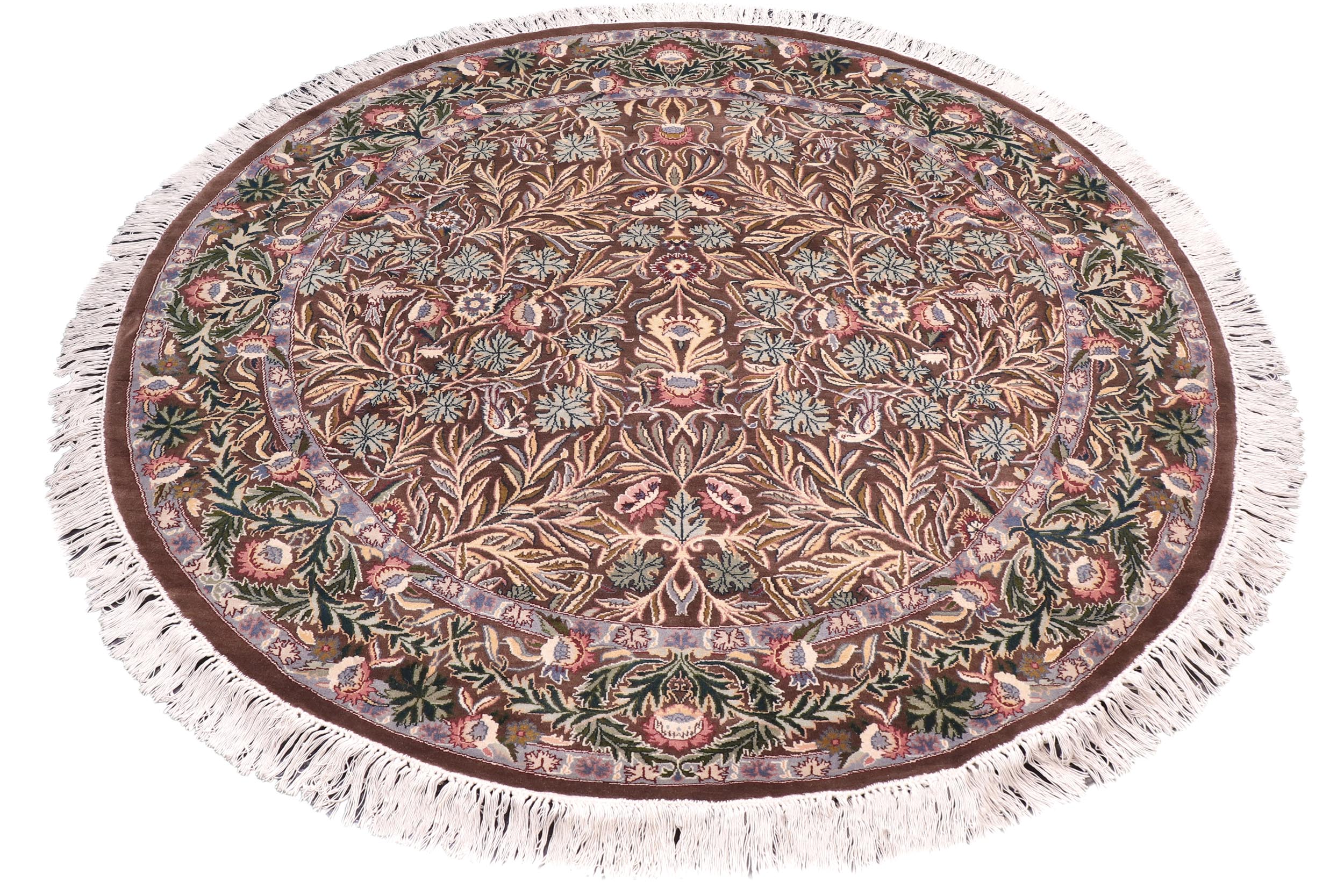 handmade Traditional Imran Brown Gray Hand Knotted ROUND 100% WOOL area rug 6'x6'