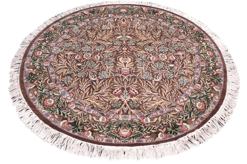 handmade Traditional Imran Brown Gray Hand Knotted ROUND 100% WOOL area rug 6'x6'