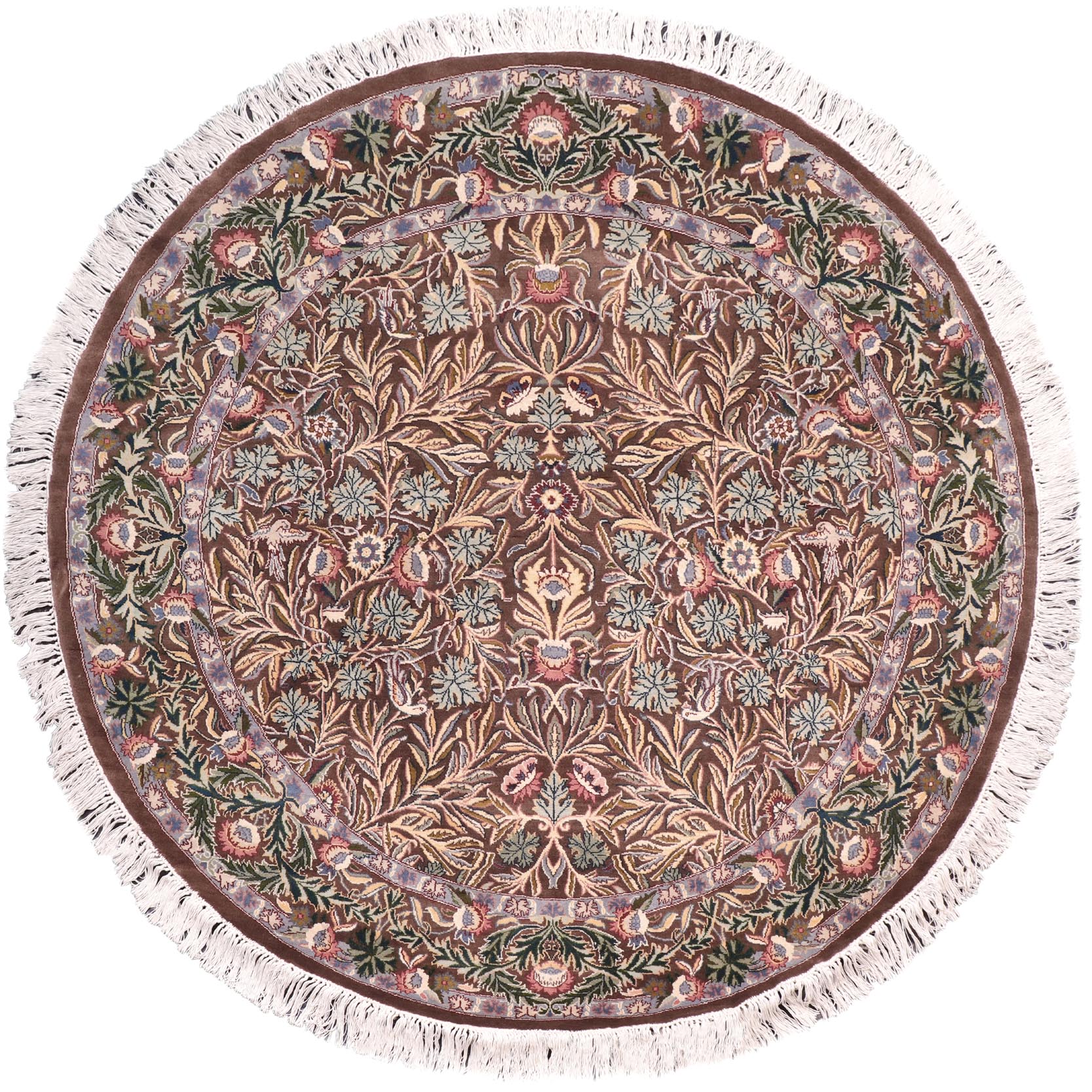 handmade Traditional Imran Brown Gray Hand Knotted ROUND 100% WOOL area rug 6'x6'