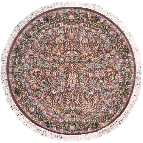 handmade Traditional Imran Brown Gray Hand Knotted ROUND 100% WOOL area rug 6'x6'