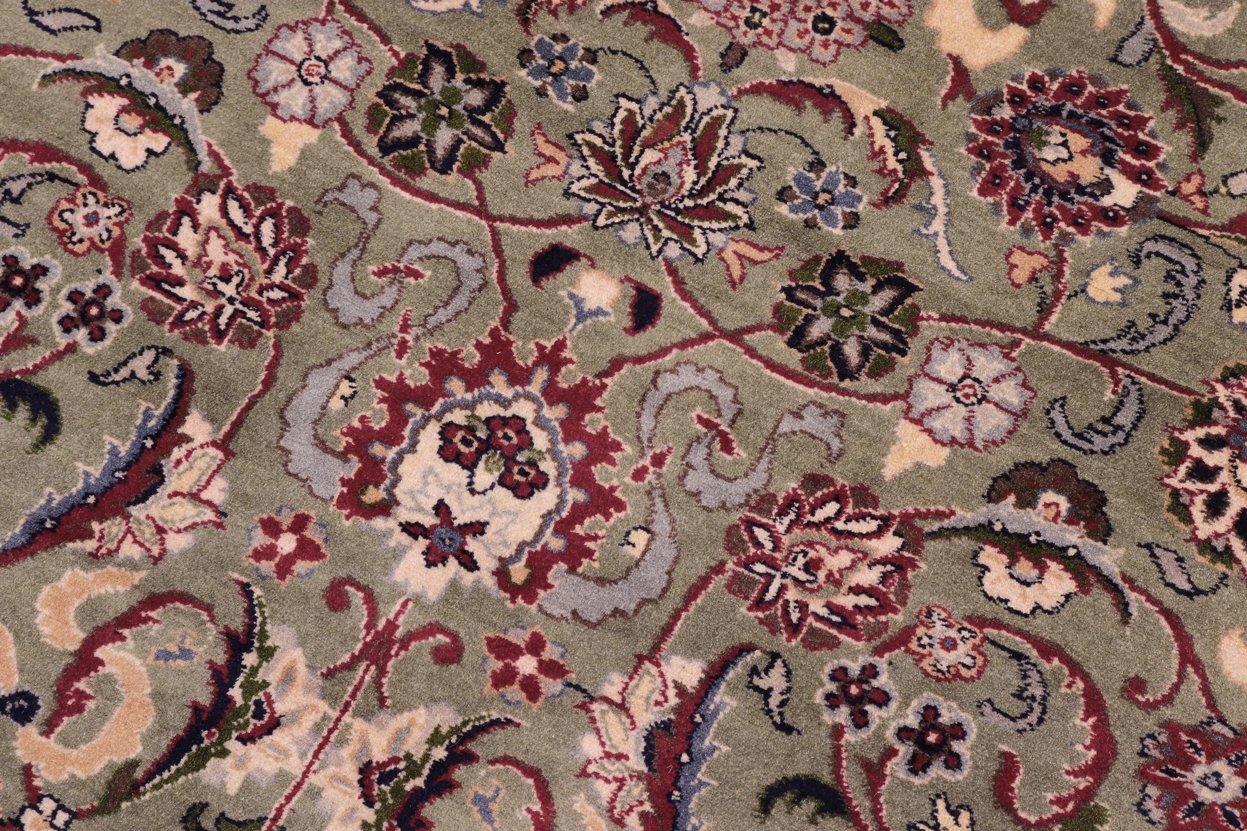 handmade Traditional Abasi Afsha Green Beige Hand Knotted ROUND 100% WOOL area rug 8' x 8'