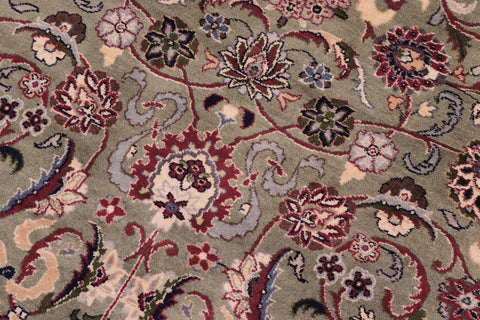 handmade Traditional Abasi Afsha Green Beige Hand Knotted ROUND 100% WOOL area rug 8' x 8'