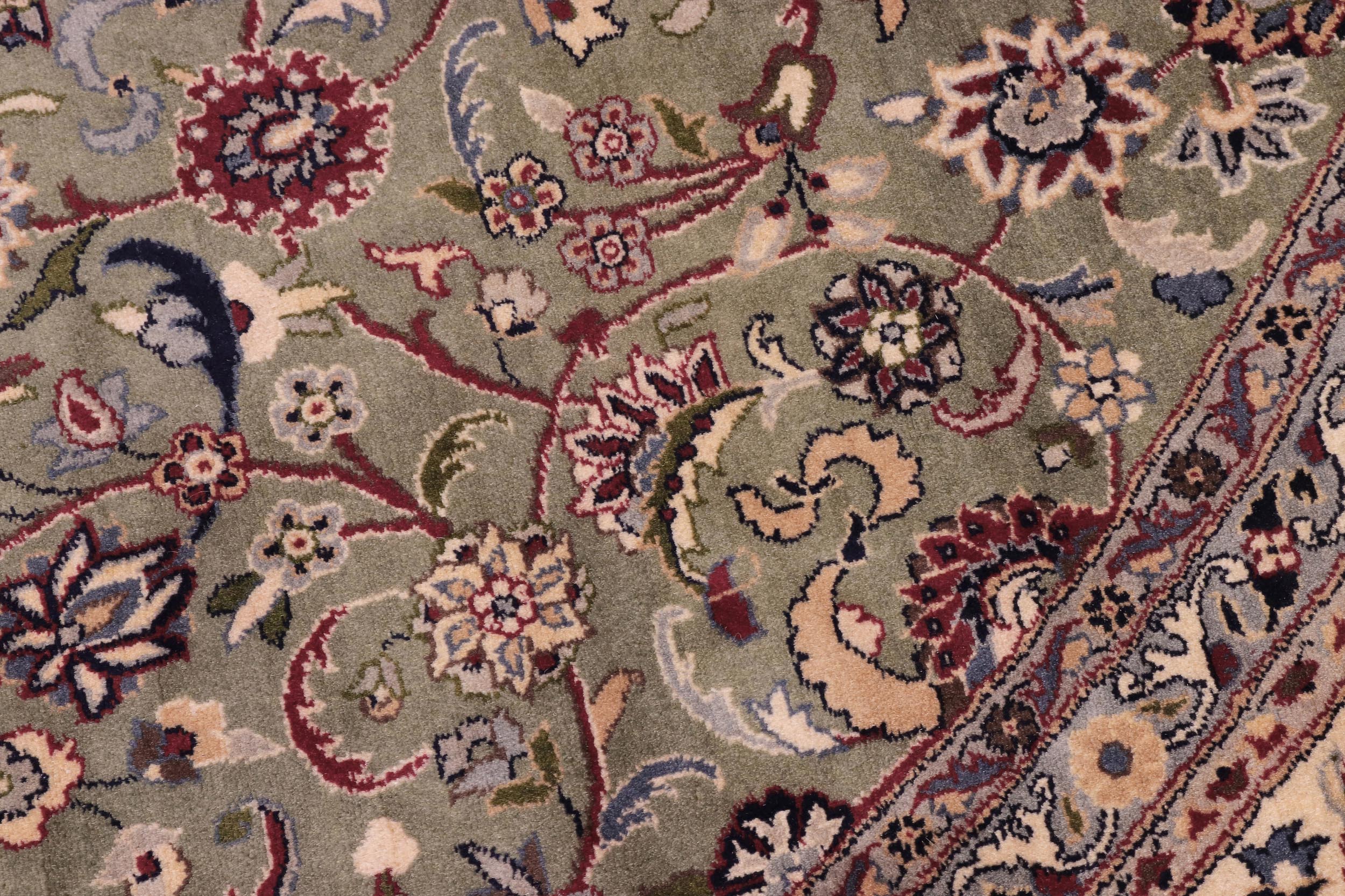 handmade Traditional Abasi Afsha Green Beige Hand Knotted ROUND 100% WOOL area rug 8' x 8'