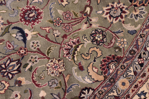 handmade Traditional Abasi Afsha Green Beige Hand Knotted ROUND 100% WOOL area rug 8' x 8'