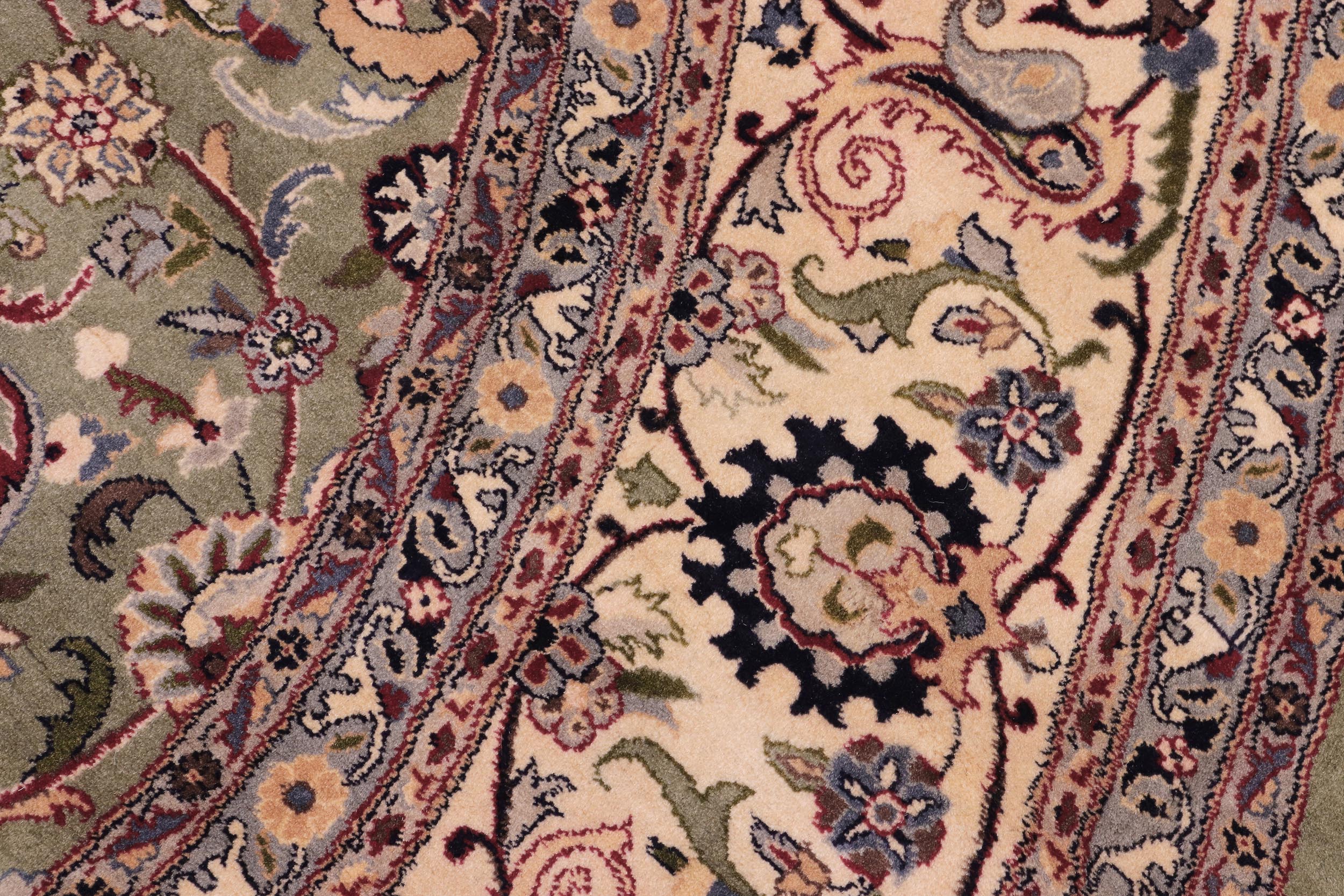 handmade Traditional Abasi Afsha Green Beige Hand Knotted ROUND 100% WOOL area rug 8' x 8'