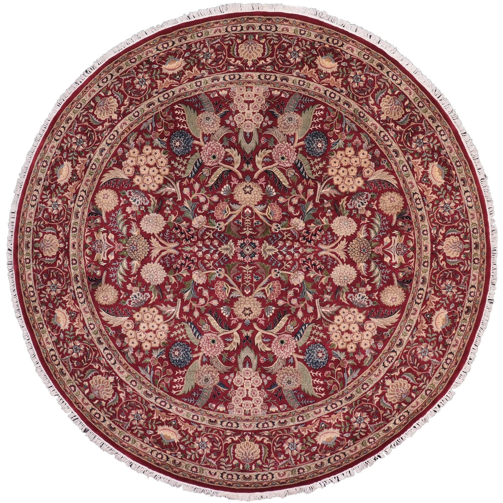 handmade Traditional Nagi Red Pink Hand Knotted ROUND 100% WOOL area rug 8' x 8'