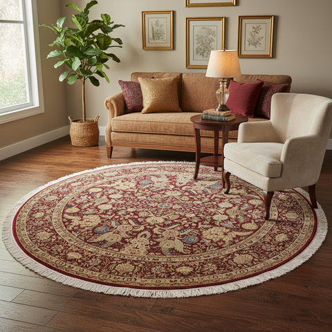 handmade Traditional Nagi Red Pink Hand Knotted ROUND 100% WOOL area rug 8'x8'