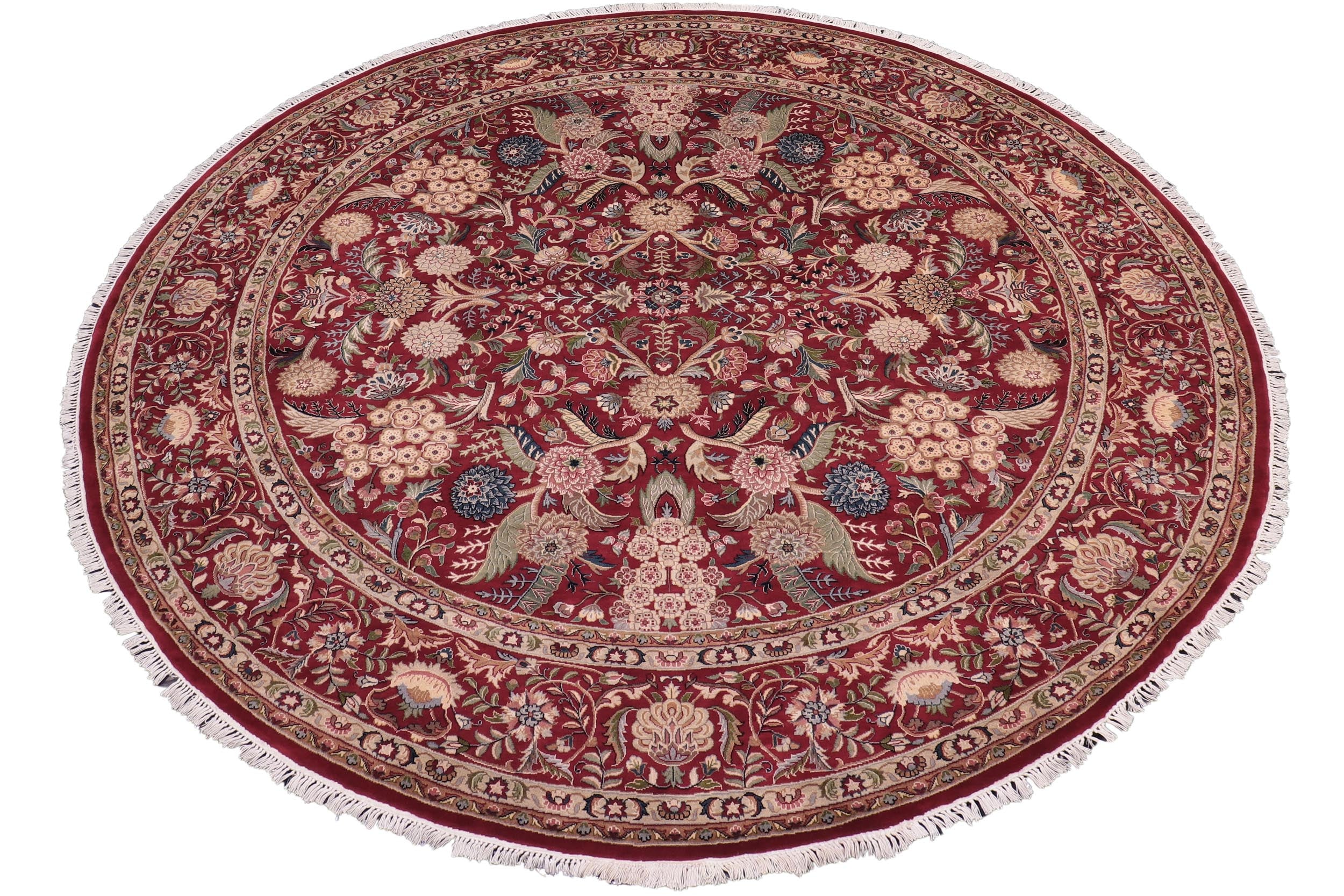 handmade Traditional Nagi Red Pink Hand Knotted ROUND 100% WOOL area rug 8' x 8'