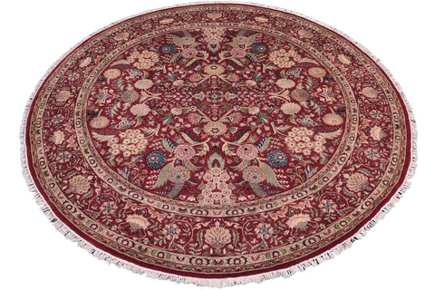 handmade Traditional Nagi Red Pink Hand Knotted ROUND 100% WOOL area rug 8'x8'