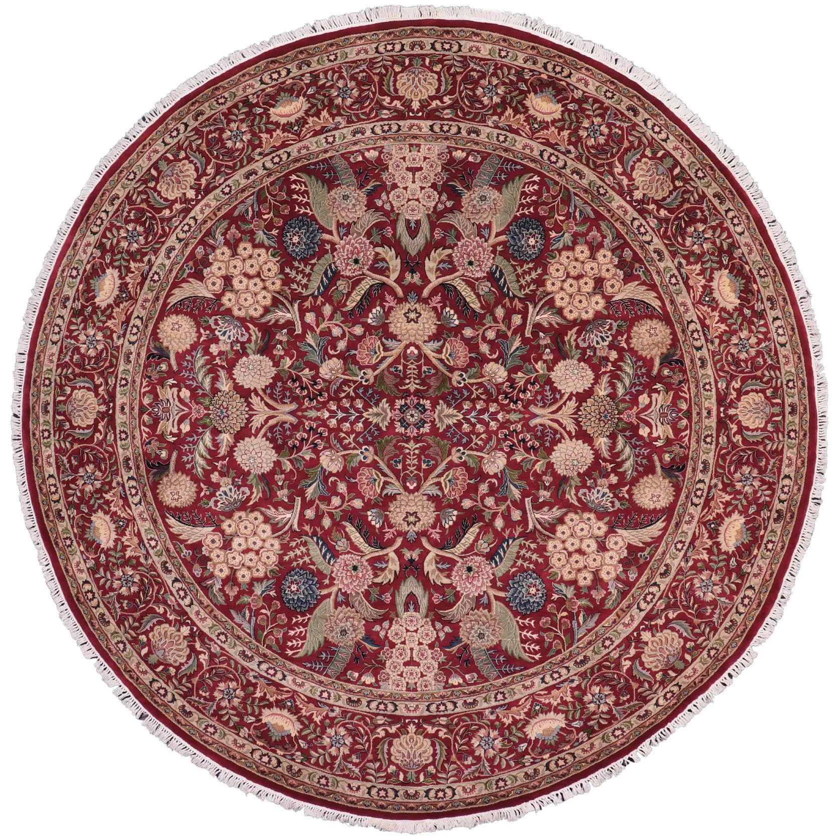 handmade Traditional Nagi Red Pink Hand Knotted ROUND 100% WOOL area rug 8'x8'