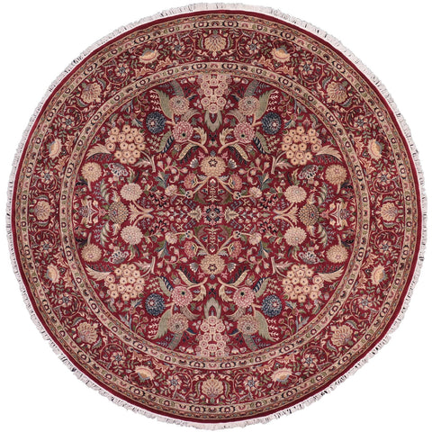 handmade Traditional Nagi Red Pink Hand Knotted ROUND 100% WOOL area rug 8'x8'