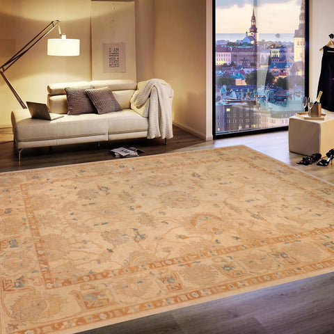 handmade Traditional Kafkaz Tan Rust Hand Knotted RECTANGLE 100% WOOL area rug 13x18