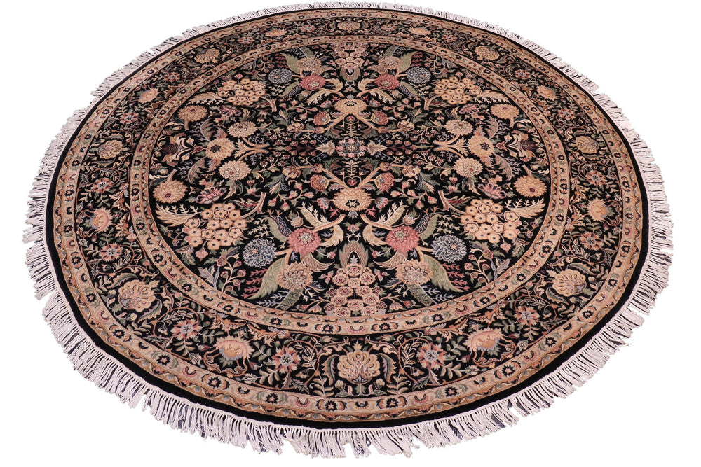 handmade Traditional Nagi Black Black Hand Knotted ROUND 100% WOOL area rug 8'x8'