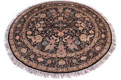handmade Traditional Nagi Black Black Hand Knotted ROUND 100% WOOL area rug 8'x8'