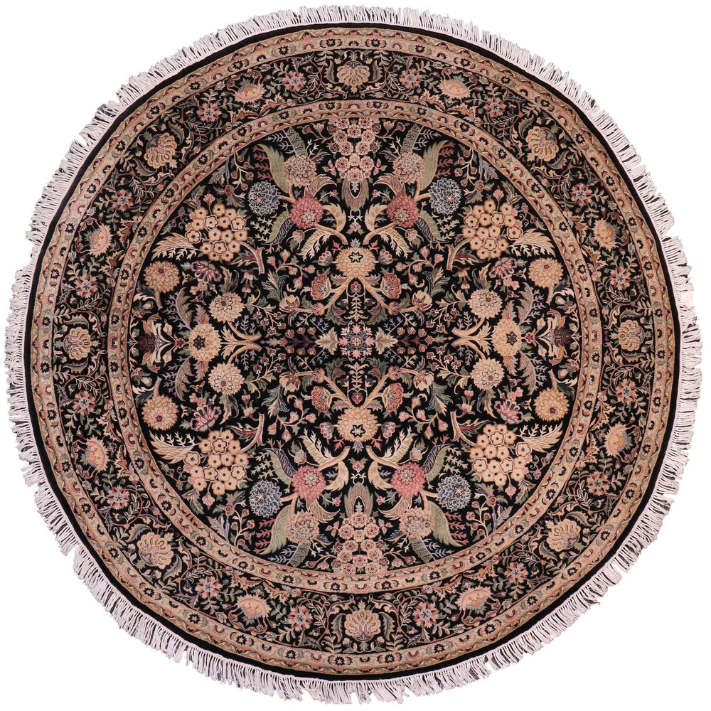 handmade Traditional Nagi Black Black Hand Knotted ROUND 100% WOOL area rug 8'x8'