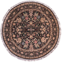 handmade Traditional Nagi Black Black Hand Knotted ROUND 100% WOOL area rug 8'x8'