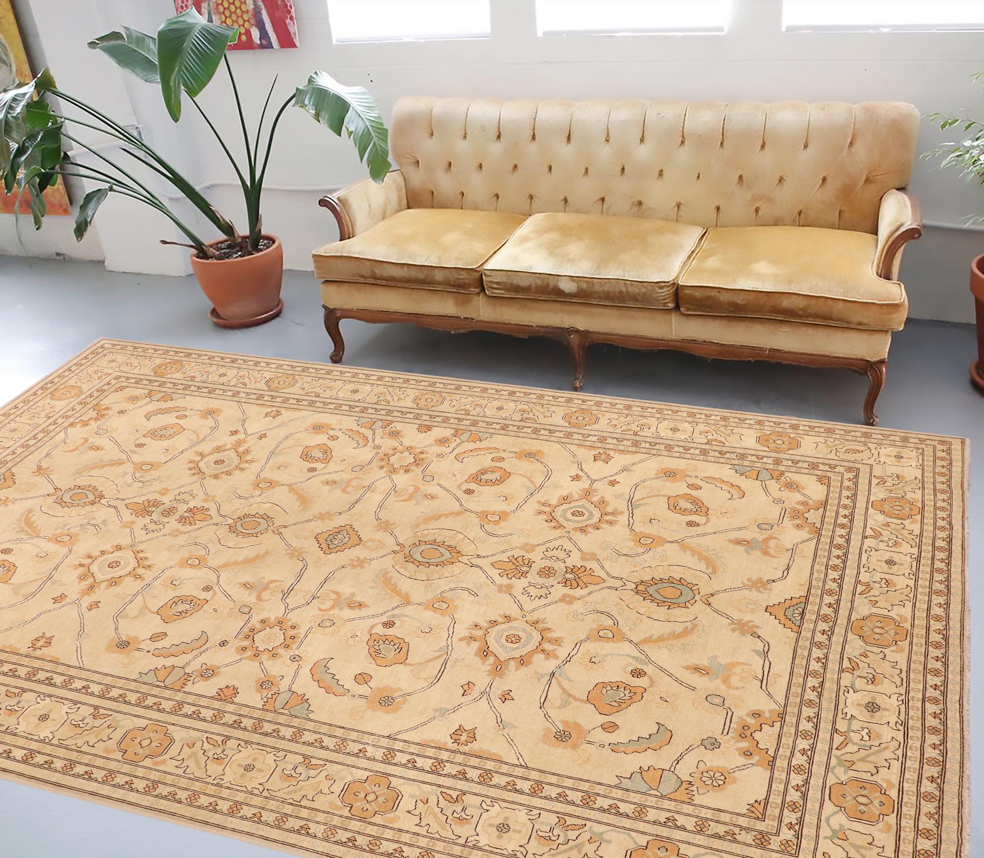 handmade Transitional Kafkaz Tan Orange Hand Knotted RECTANGLE 100% WOOL area rug 10' x 15'