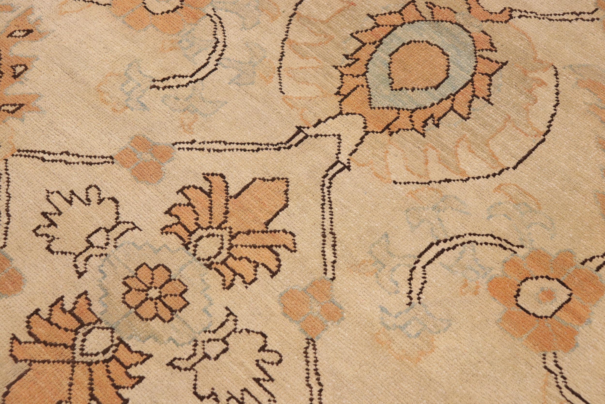 handmade Transitional Kafkaz Tan Orange Hand Knotted RECTANGLE 100% WOOL area rug 10' x 15'