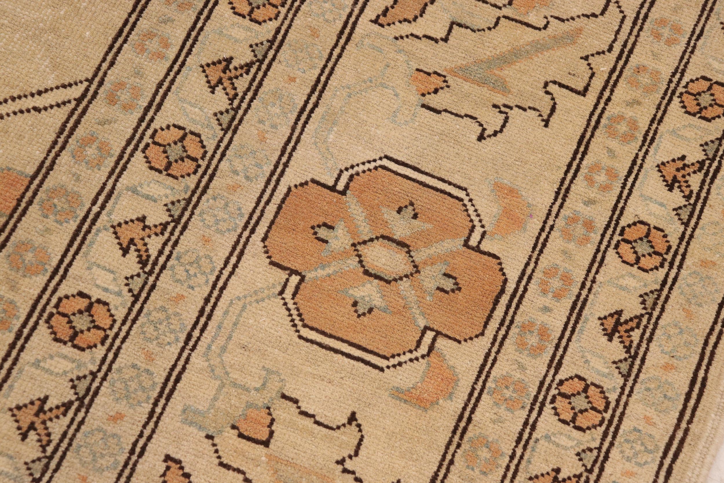 handmade Transitional Kafkaz Tan Orange Hand Knotted RECTANGLE 100% WOOL area rug 10' x 15'