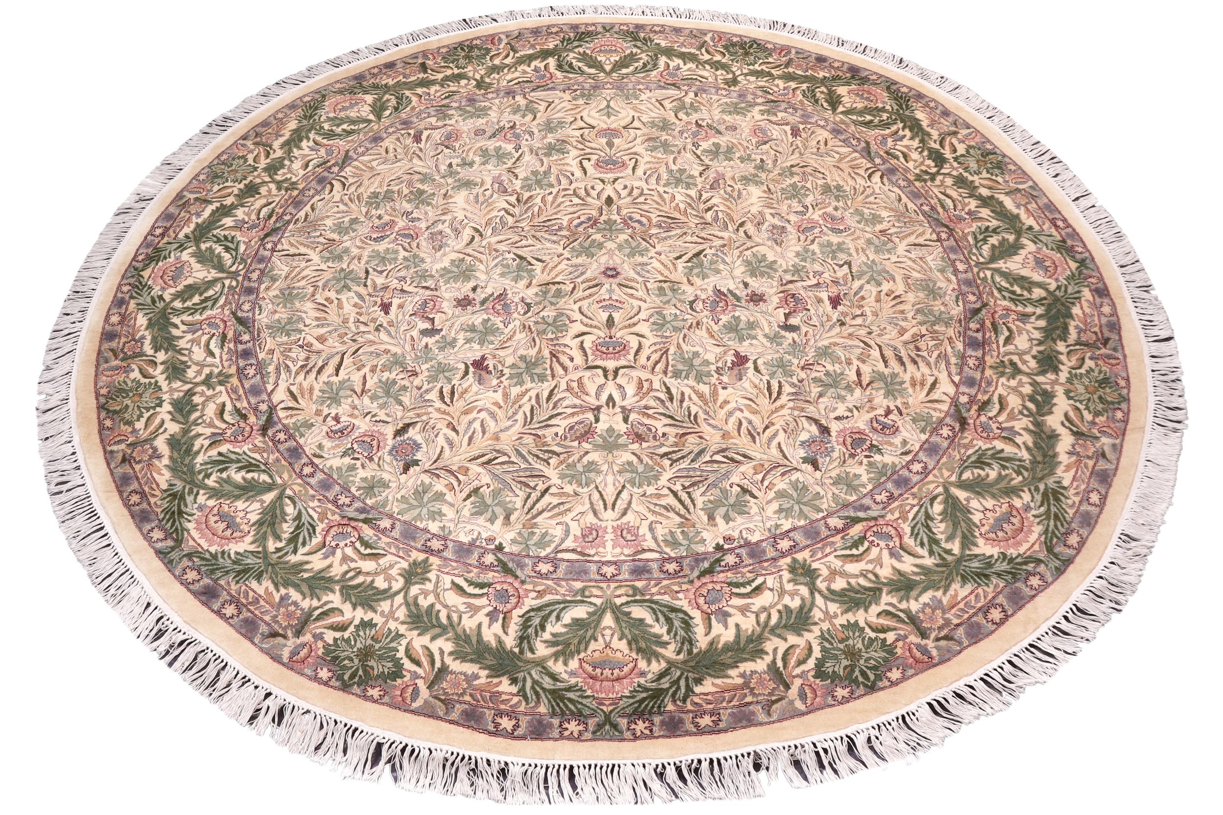 handmade Traditional Imran Beige Green Hand Knotted ROUND 100% WOOL area rug 8'x8'