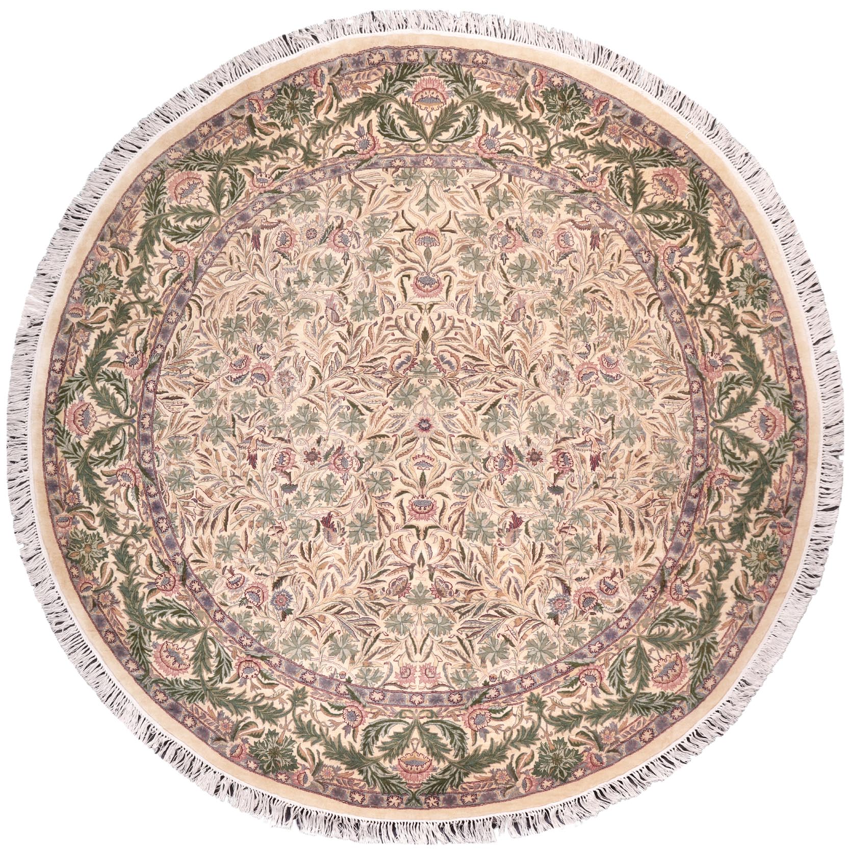handmade Traditional Imran Beige Green Hand Knotted ROUND 100% WOOL area rug 8'x8'