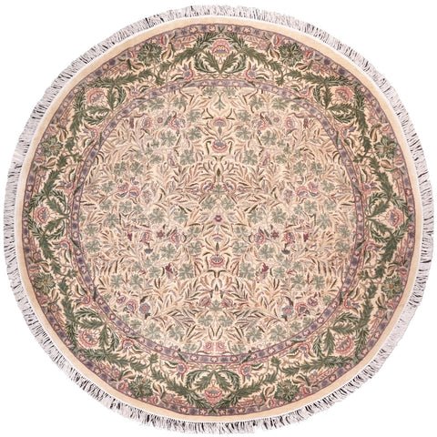 handmade Traditional Imran Beige Green Hand Knotted ROUND 100% WOOL area rug 8'x8'