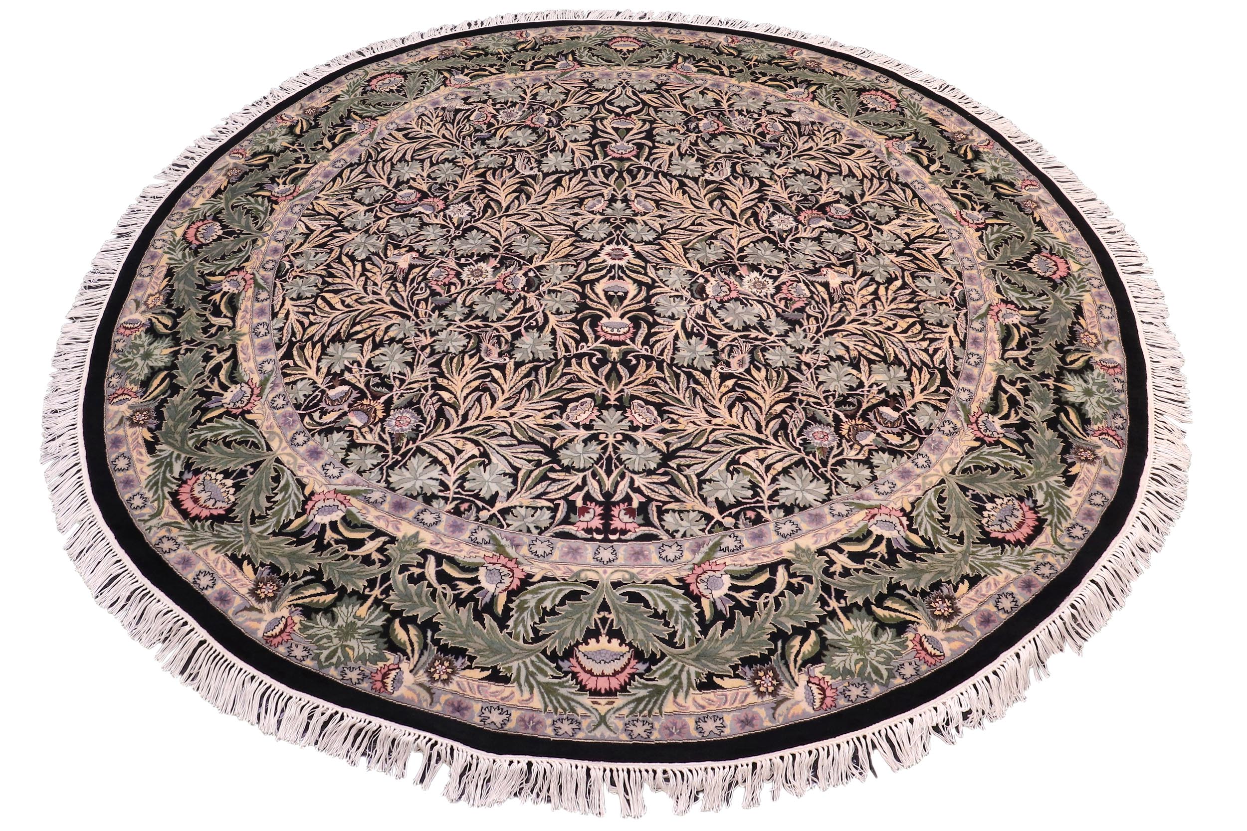 handmade Traditional Imran Black Gray Hand Knotted ROUND 100% WOOL area rug 8'x8'