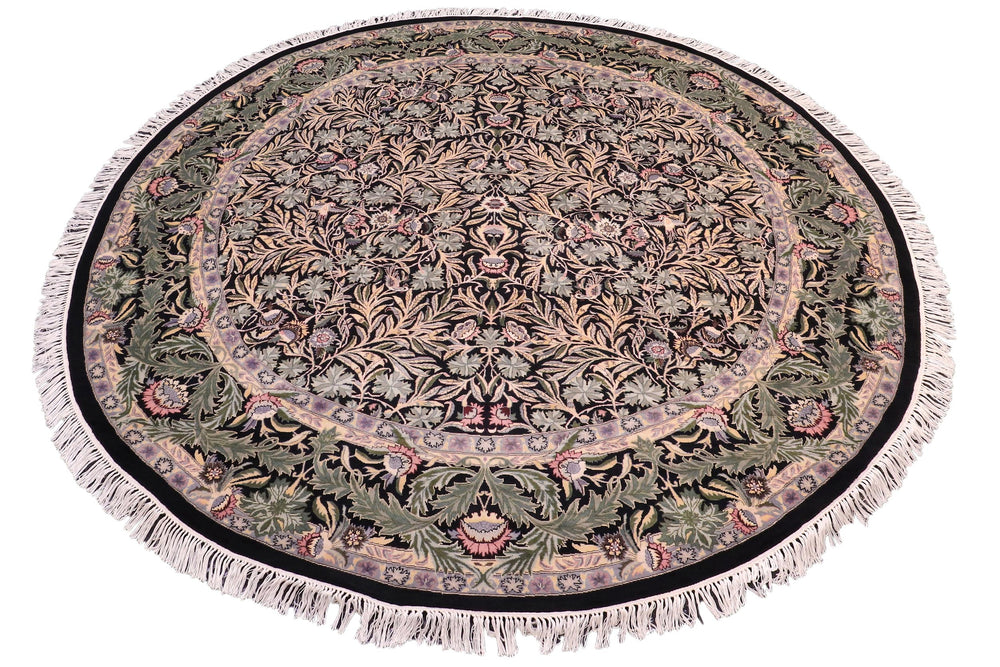 handmade Traditional Imran Black Gray Hand Knotted ROUND 100% WOOL area rug 8'x8'