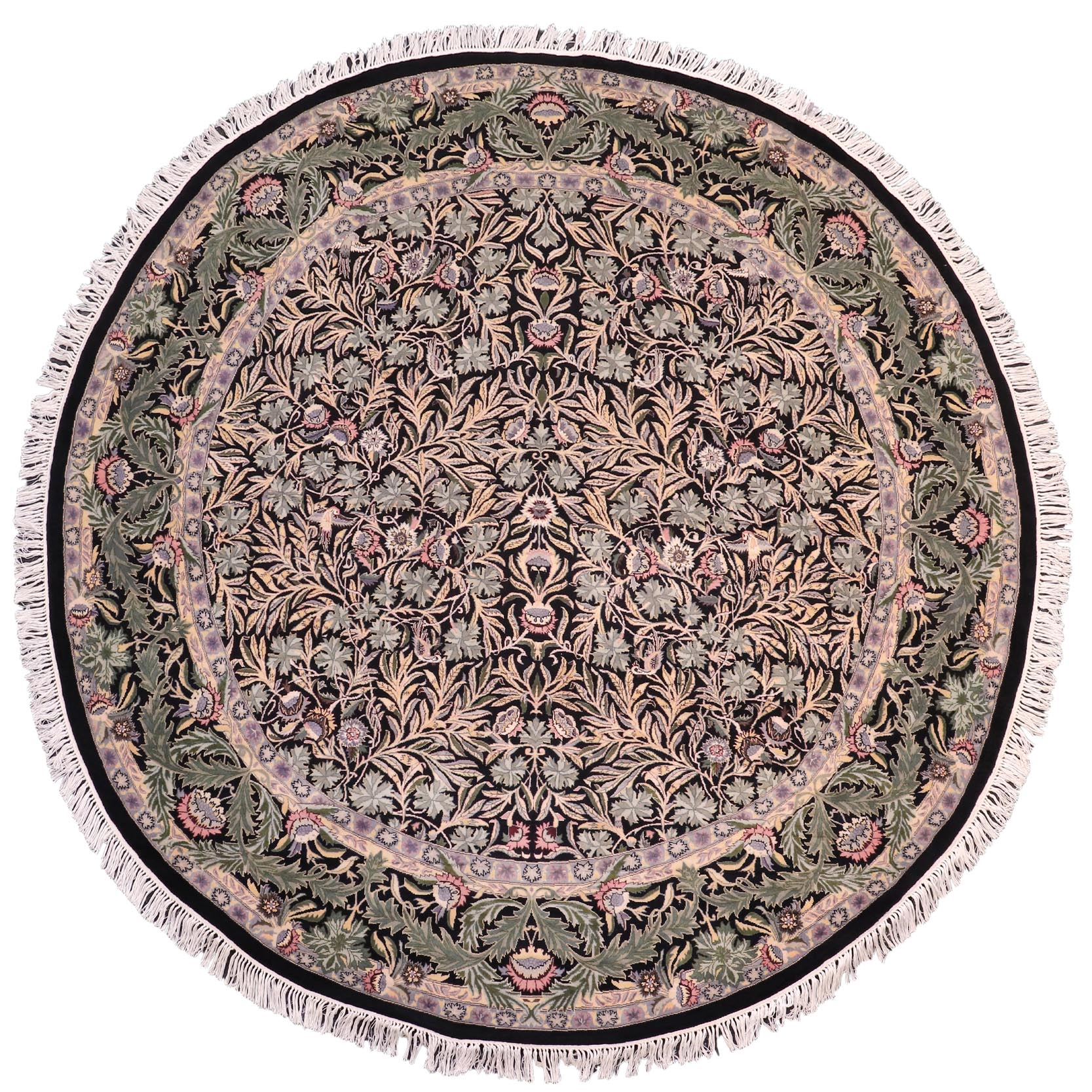 handmade Traditional Imran Black Gray Hand Knotted ROUND 100% WOOL area rug 8'x8'