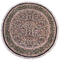 handmade Traditional Imran Black Gray Hand Knotted ROUND 100% WOOL area rug 8'x8'