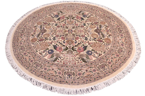 handmade Traditional Nagi Beige Pink Hand Knotted ROUND 100% WOOL area rug 9'x9'