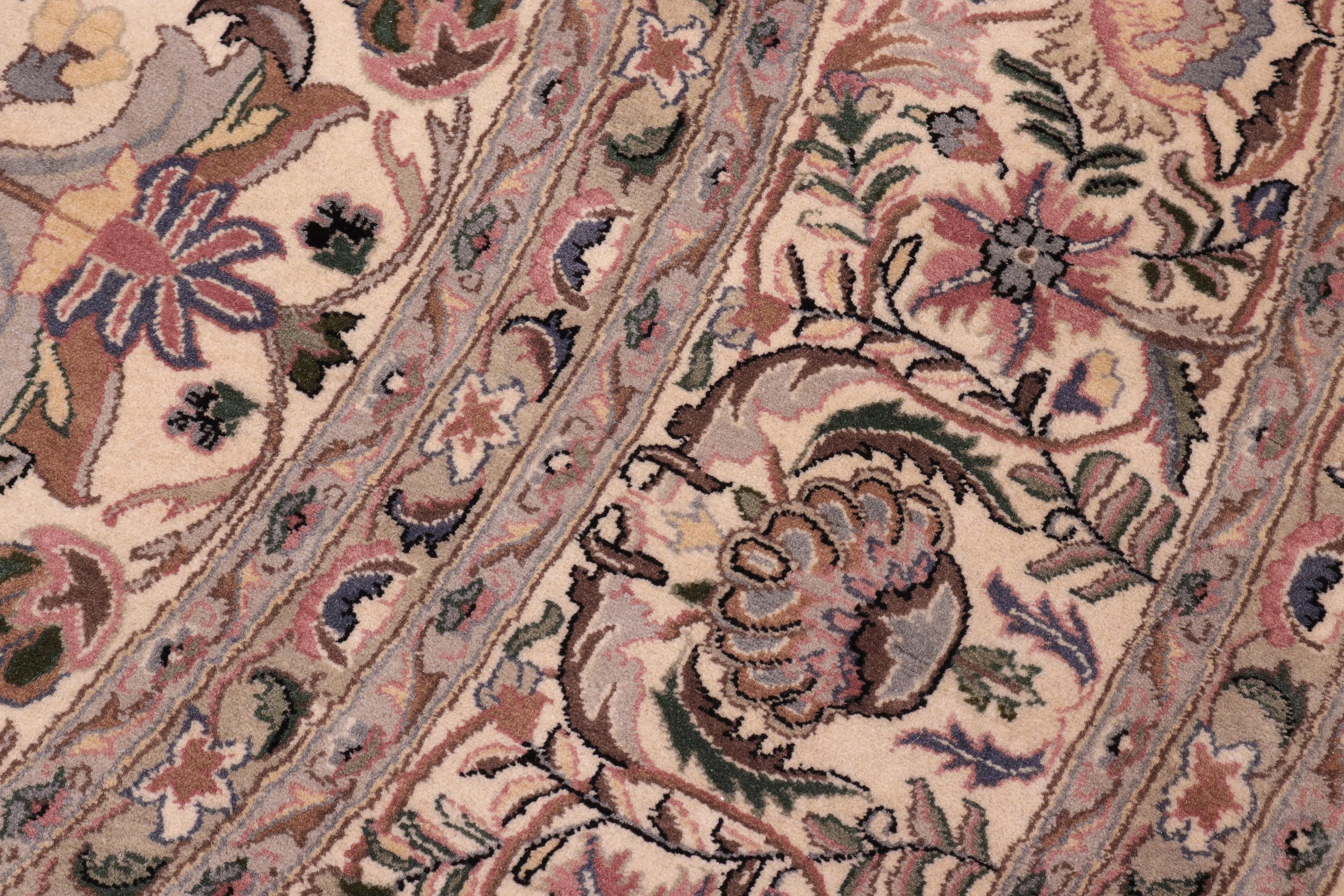 handmade Traditional Nagi Beige Pink Hand Knotted ROUND 100% WOOL area rug 9' x 9'