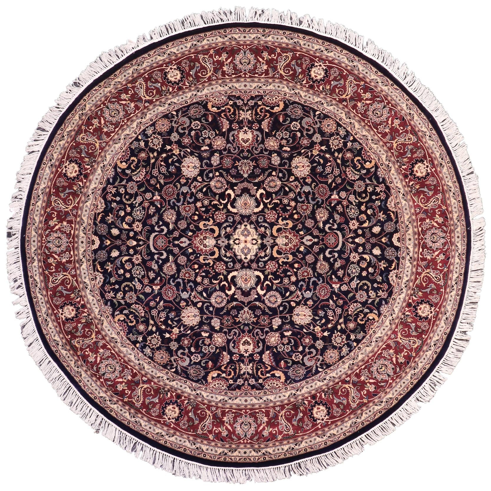 handmade Traditional Abasi Afsha Blue Red Hand Knotted ROUND 100% WOOL area rug 8' x 8'