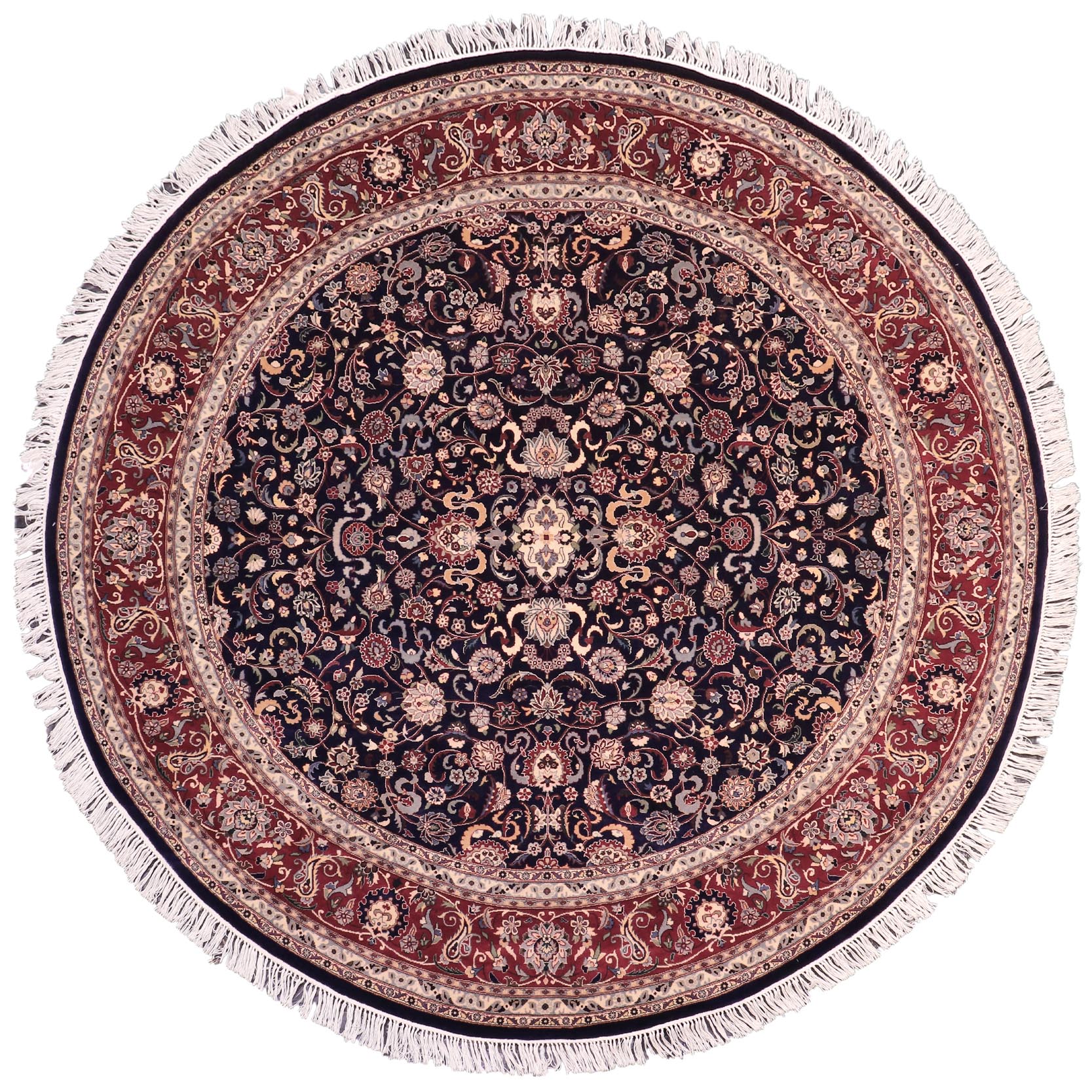 handmade Traditional Abasi Afsha Blue Red Hand Knotted ROUND 100% WOOL area rug 8'x8'