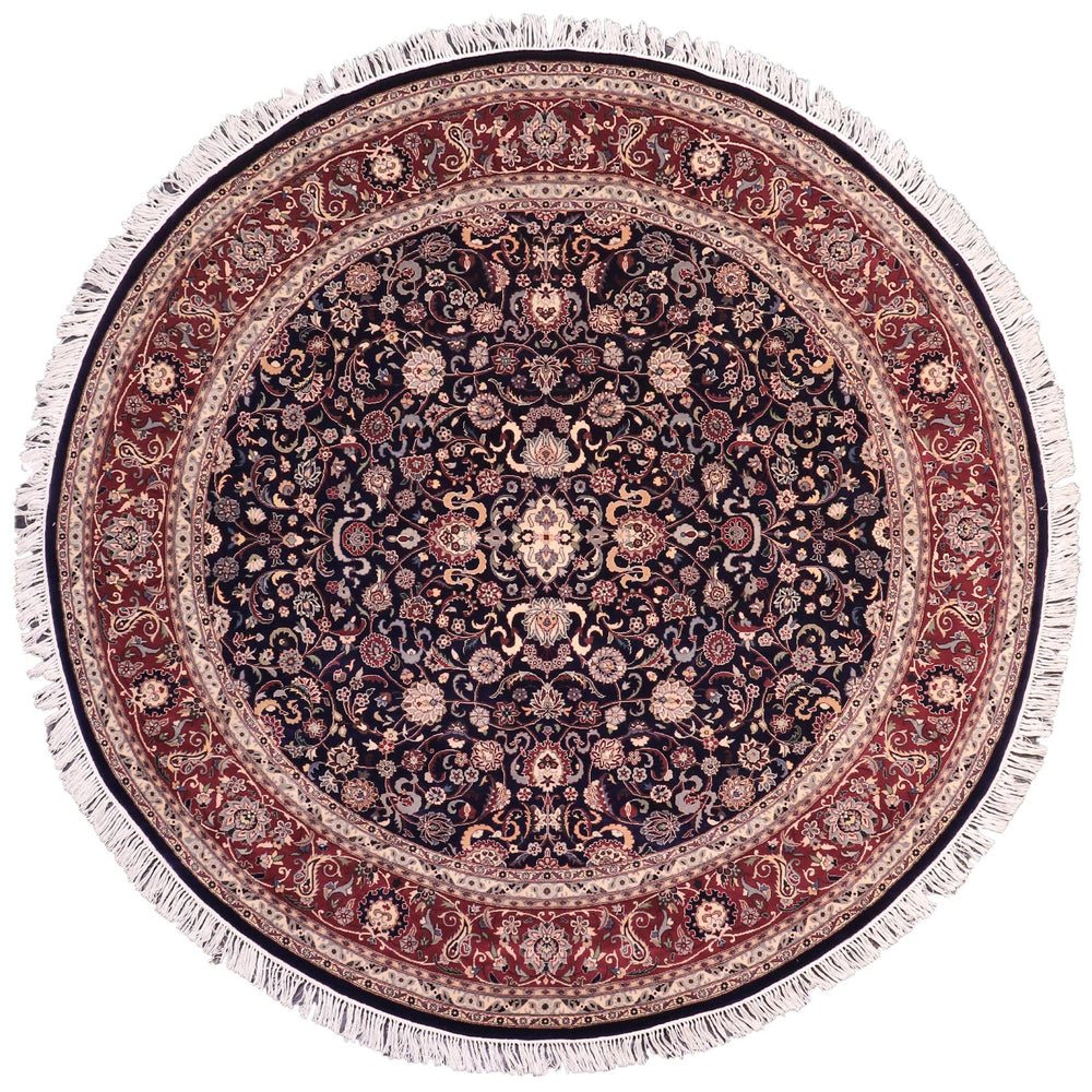 handmade Traditional Abasi Afsha Blue Red Hand Knotted ROUND 100% WOOL area rug 8'x8'