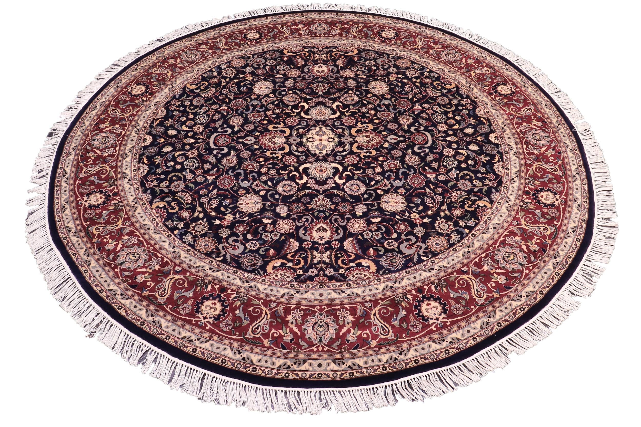 handmade Traditional Abasi Afsha Blue Red Hand Knotted ROUND 100% WOOL area rug 8' x 8'