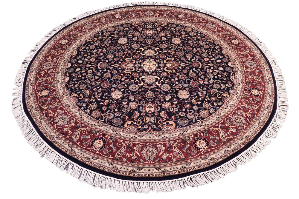 handmade Traditional Abasi Afsha Blue Red Hand Knotted ROUND 100% WOOL area rug 8'x8'