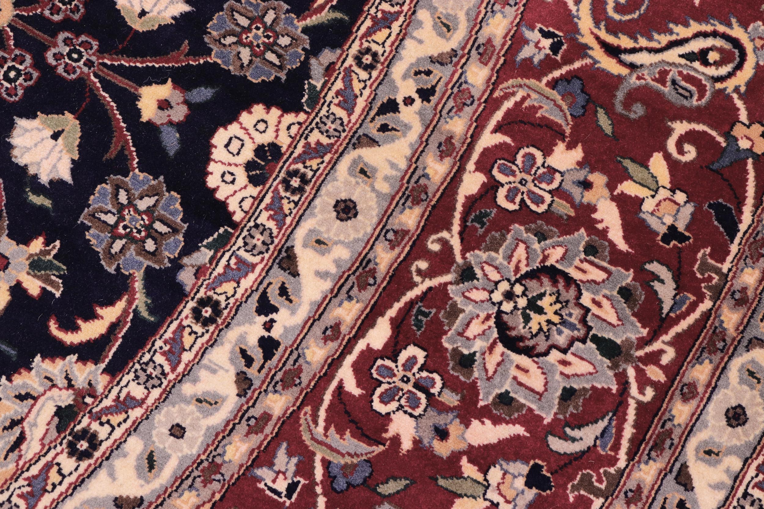 handmade Traditional Abasi Afsha Blue Red Hand Knotted ROUND 100% WOOL area rug 8' x 8'