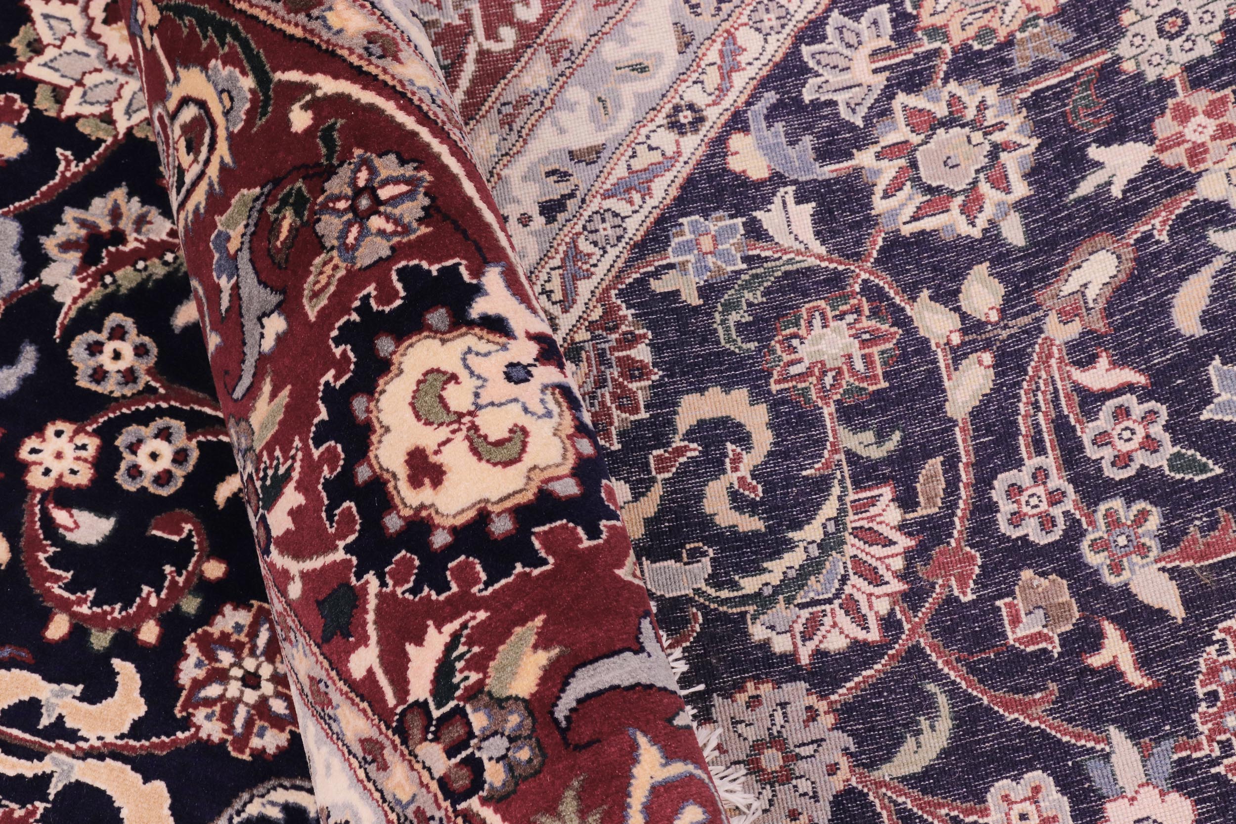 handmade Traditional Abasi Afsha Blue Red Hand Knotted ROUND 100% WOOL area rug 8' x 8'