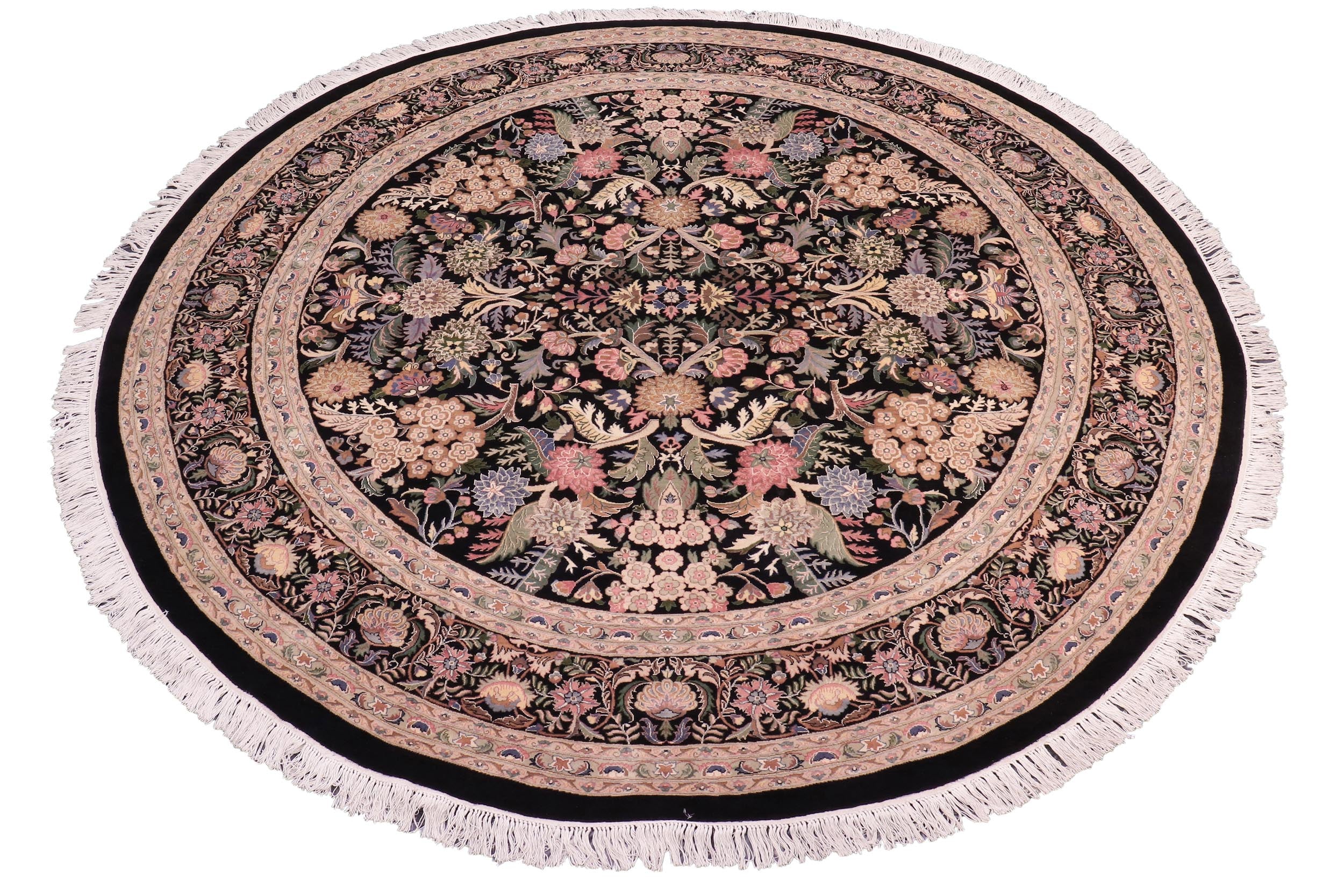 handmade Traditional Nagi Black Gray Hand Knotted ROUND 100% WOOL area rug 9' x 9'