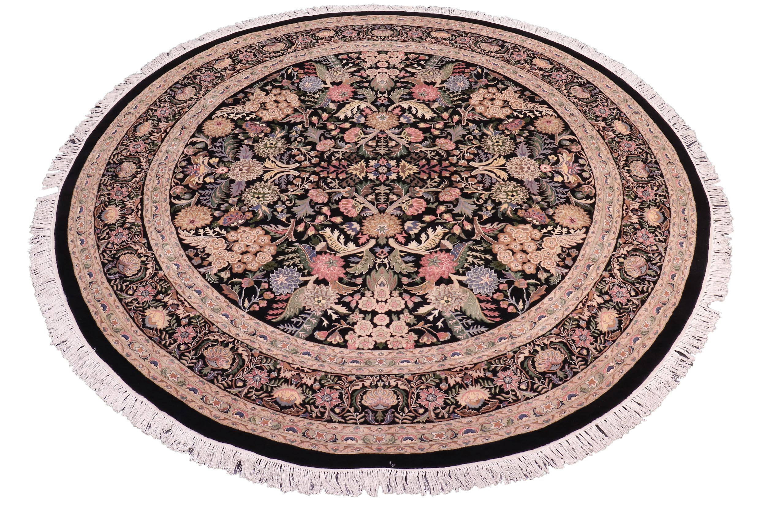handmade Traditional Nagi Black Gray Hand Knotted ROUND 100% WOOL area rug 9'x9'