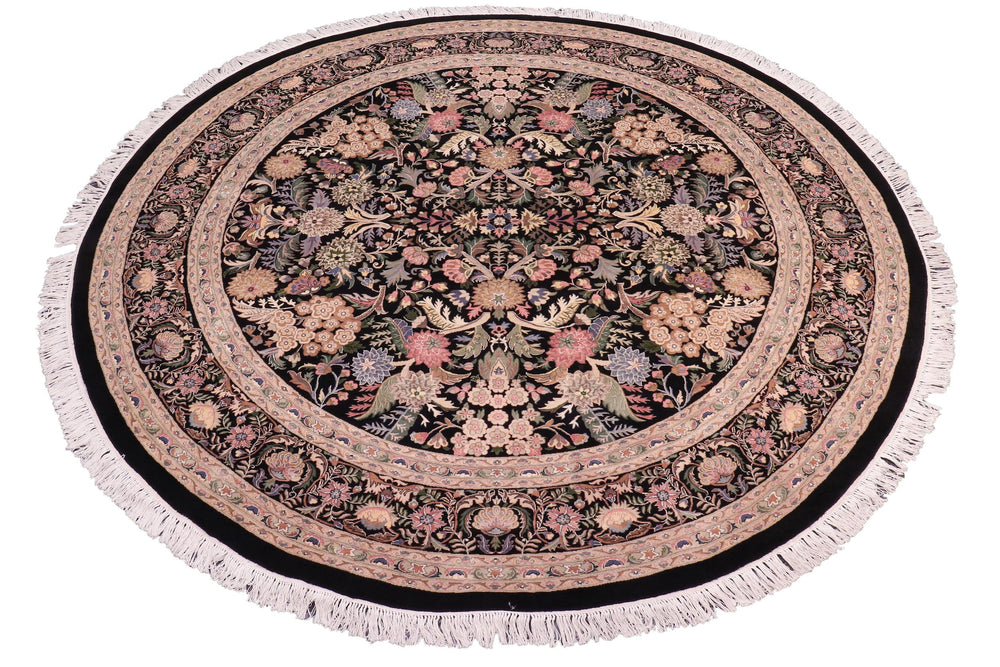 handmade Traditional Nagi Black Gray Hand Knotted ROUND 100% WOOL area rug 9'x9'