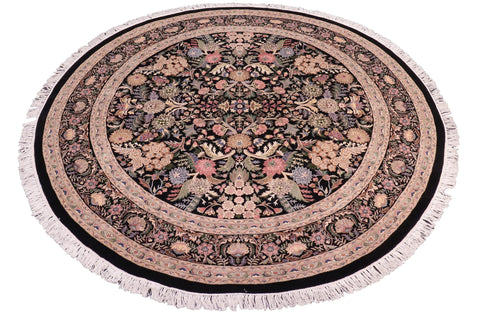 handmade Traditional Nagi Black Gray Hand Knotted ROUND 100% WOOL area rug 9'x9'