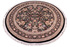 handmade Traditional Nagi Black Gray Hand Knotted ROUND 100% WOOL area rug 9'x9'