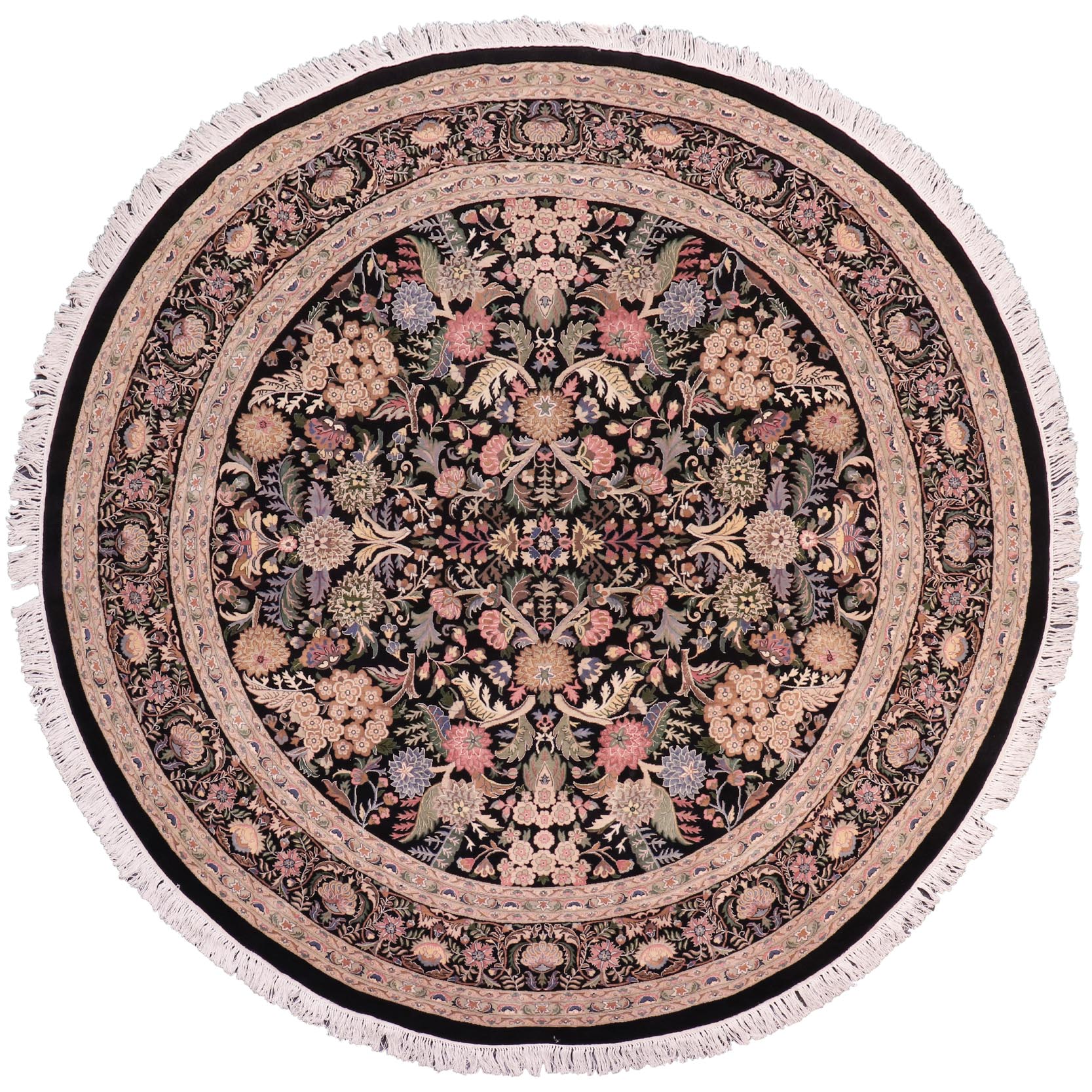 handmade Traditional Nagi Black Gray Hand Knotted ROUND 100% WOOL area rug 9'x9'