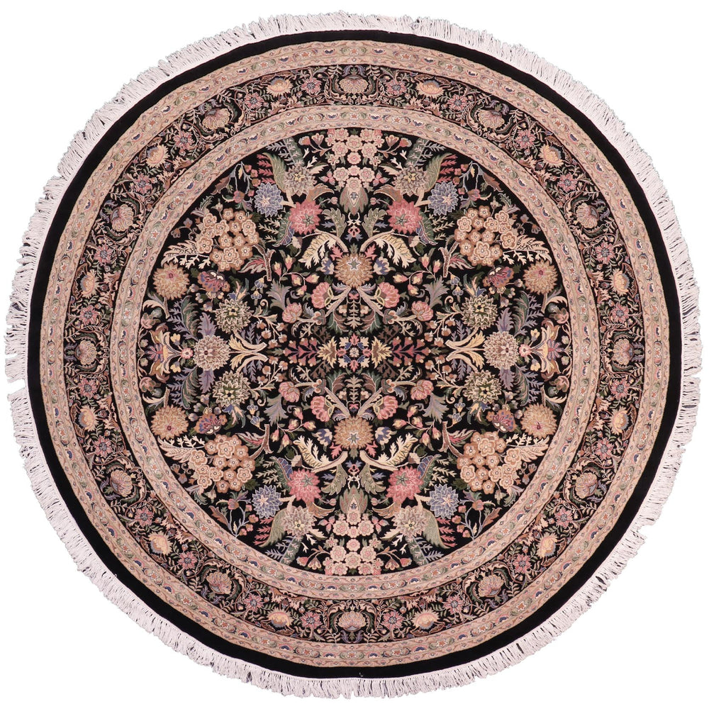 handmade Traditional Nagi Black Gray Hand Knotted ROUND 100% WOOL area rug 9'x9'