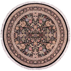 handmade Traditional Nagi Black Gray Hand Knotted ROUND 100% WOOL area rug 9'x9'