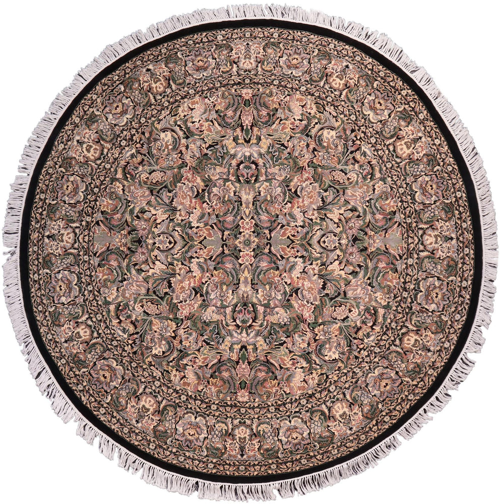 handmade Traditional Rimjim Black Gray Hand Knotted ROUND 100% WOOL area rug 8'x8'