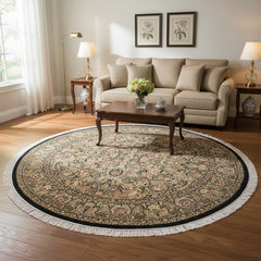 handmade Traditional Rimjim Black Gray Hand Knotted ROUND 100% WOOL area rug 8'x8'