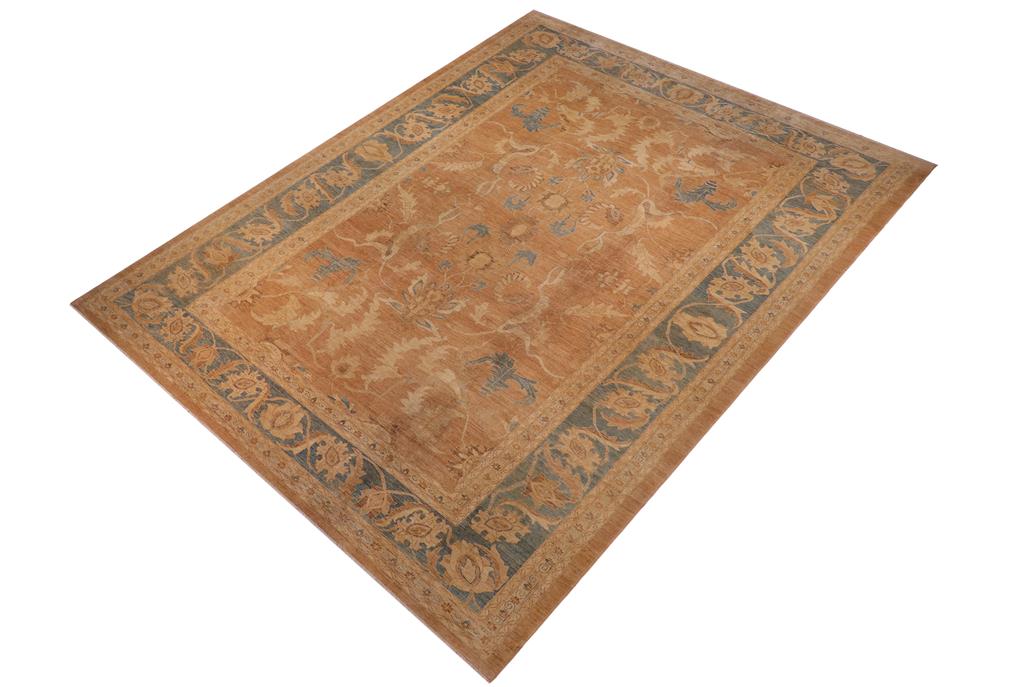 handmade Traditional Kafkaz Rust Teal Blue Hand Knotted RECTANGLE 100% WOOL area rug 13 x 19